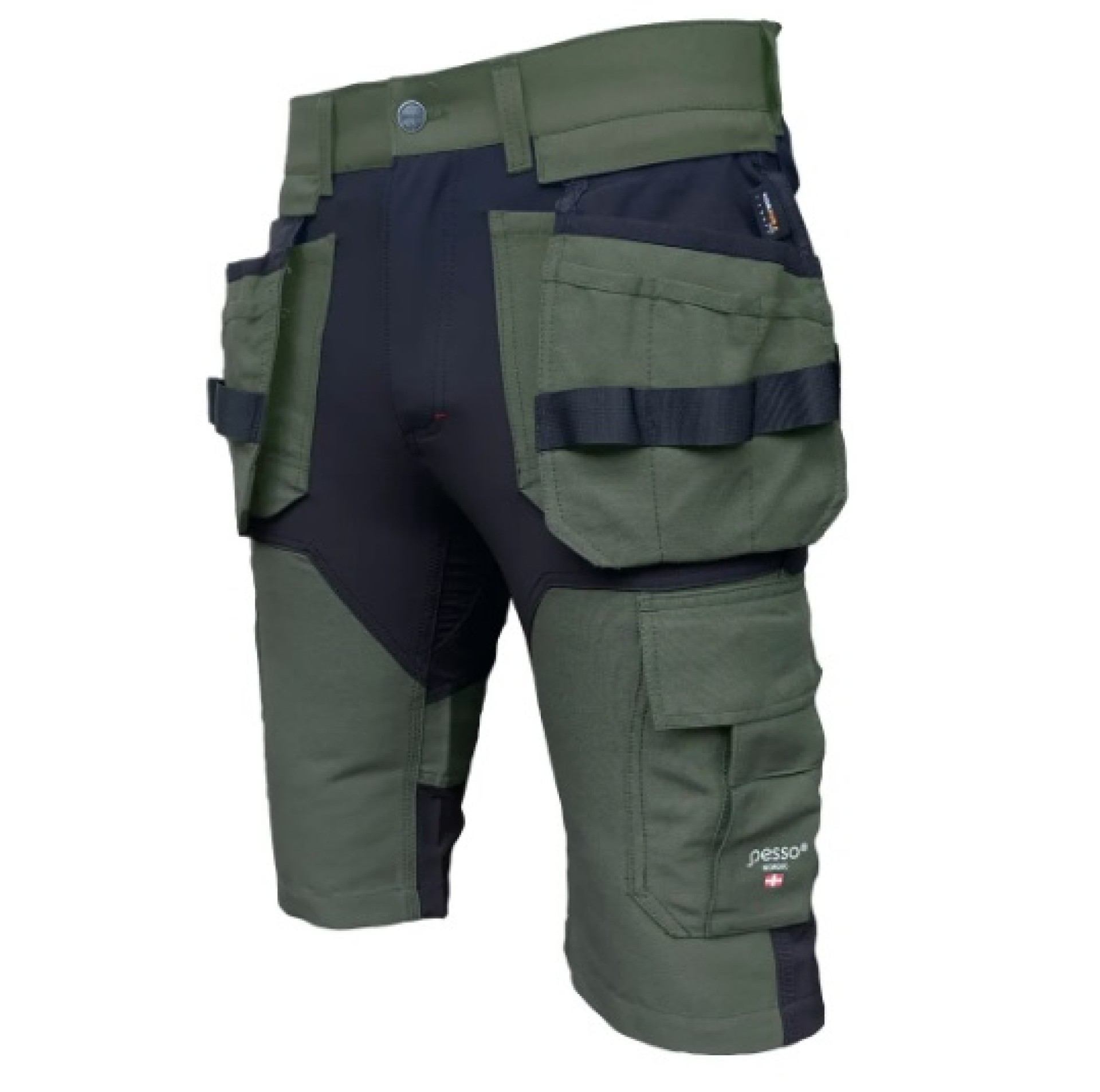 Pesso TITAN stretchshorts med hängfickor, grön