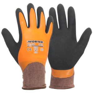 WORTEX handskar med latexbeläggning orange
