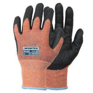 WORTEX WG485 nitrilbelagda arbetshandskar svart/orange