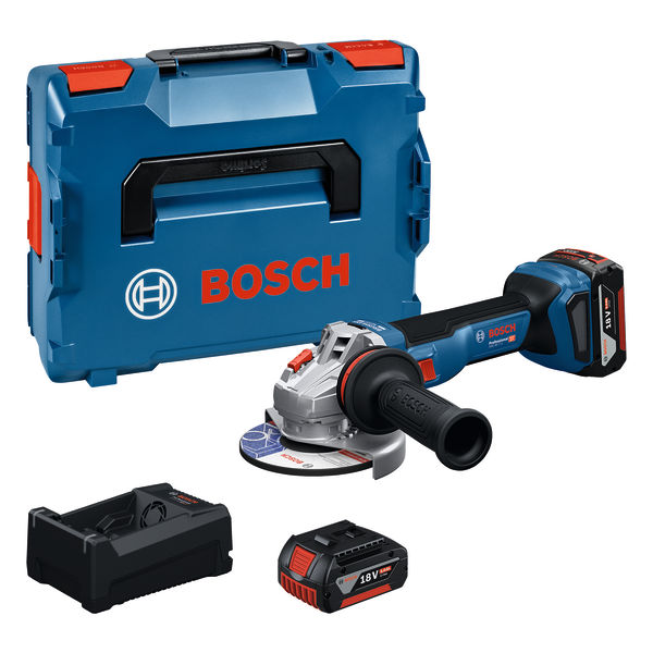 Sladdlösa vinkelslipar Bosch GWS 18V-11 S 125 mm, GAL 12V/18V-80, 2x5,0Ah, L-BOXX