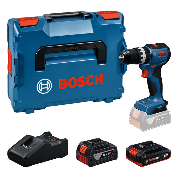 Sladdlösa slagborr/skruvdragare Bosch GSB18V-52, GAL 18V-40, 1x2.0Ah, 1x4.0Ah, L-BOXX