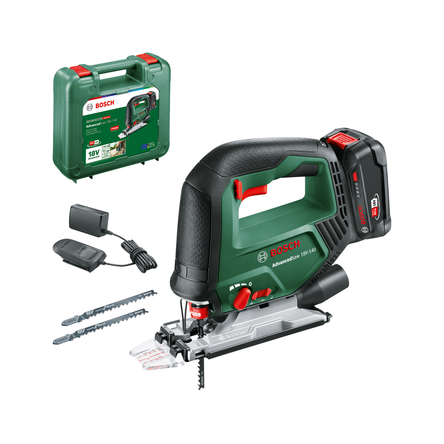 Sticksåg Bosch Green AdvancedSaw18V-, 140,2Ah