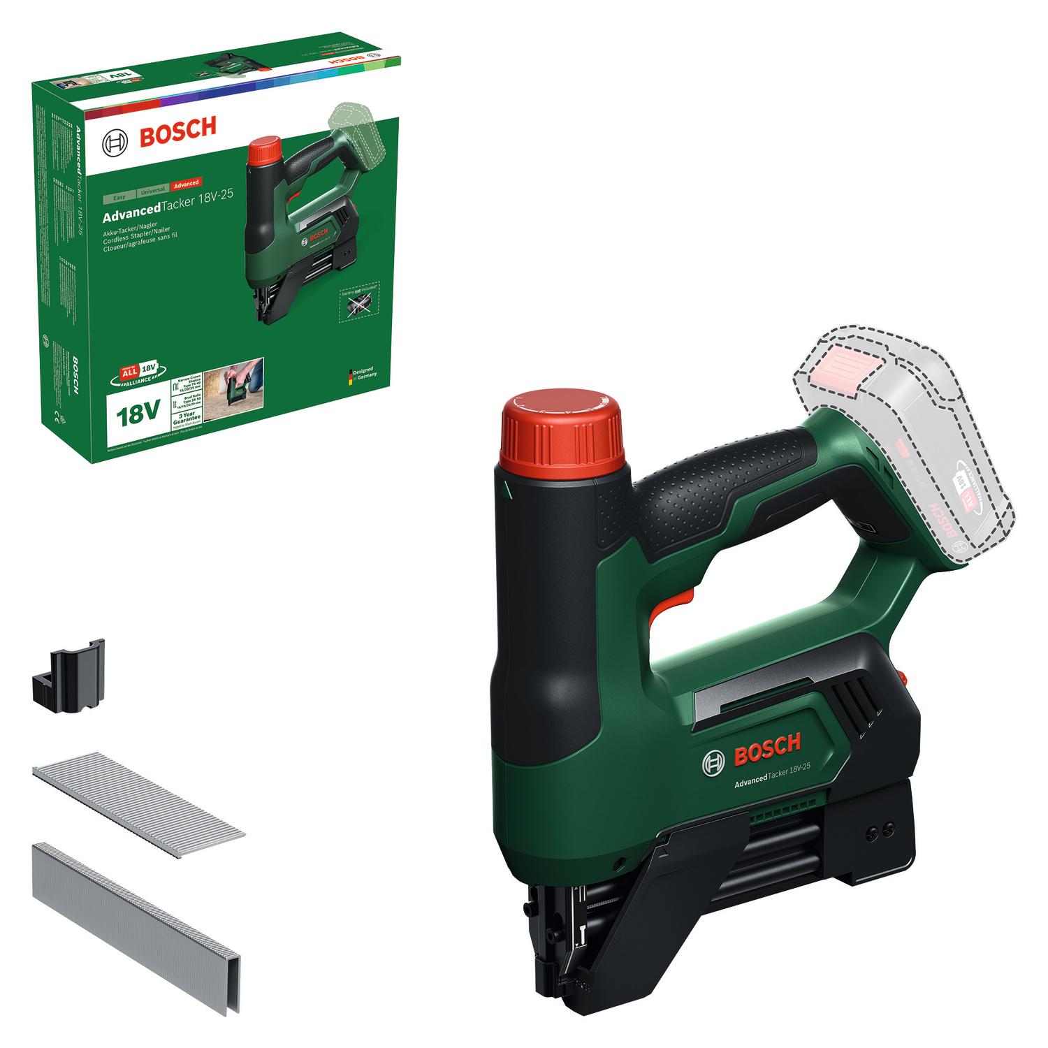 Sladdlös häftpistoler Bosch Green AdvancedTacker18V-25 Aku-