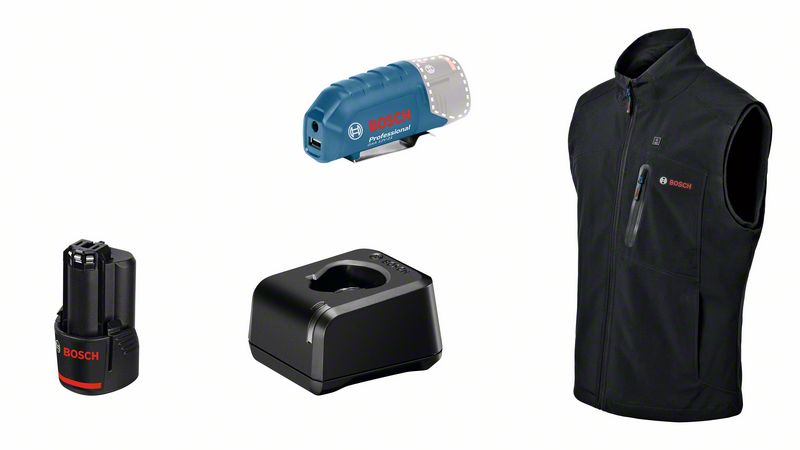 Uppvärmd väst Bosch GHV 12 18V XA S KIT GAA GAL12V-20, 1x2.0Ah