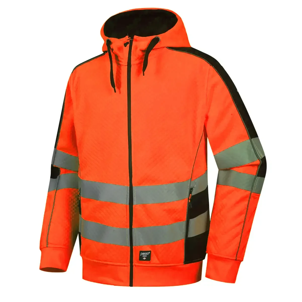 Huvtröja med dragkedja Pesso FL05, HIVIS klass 2, varselorange