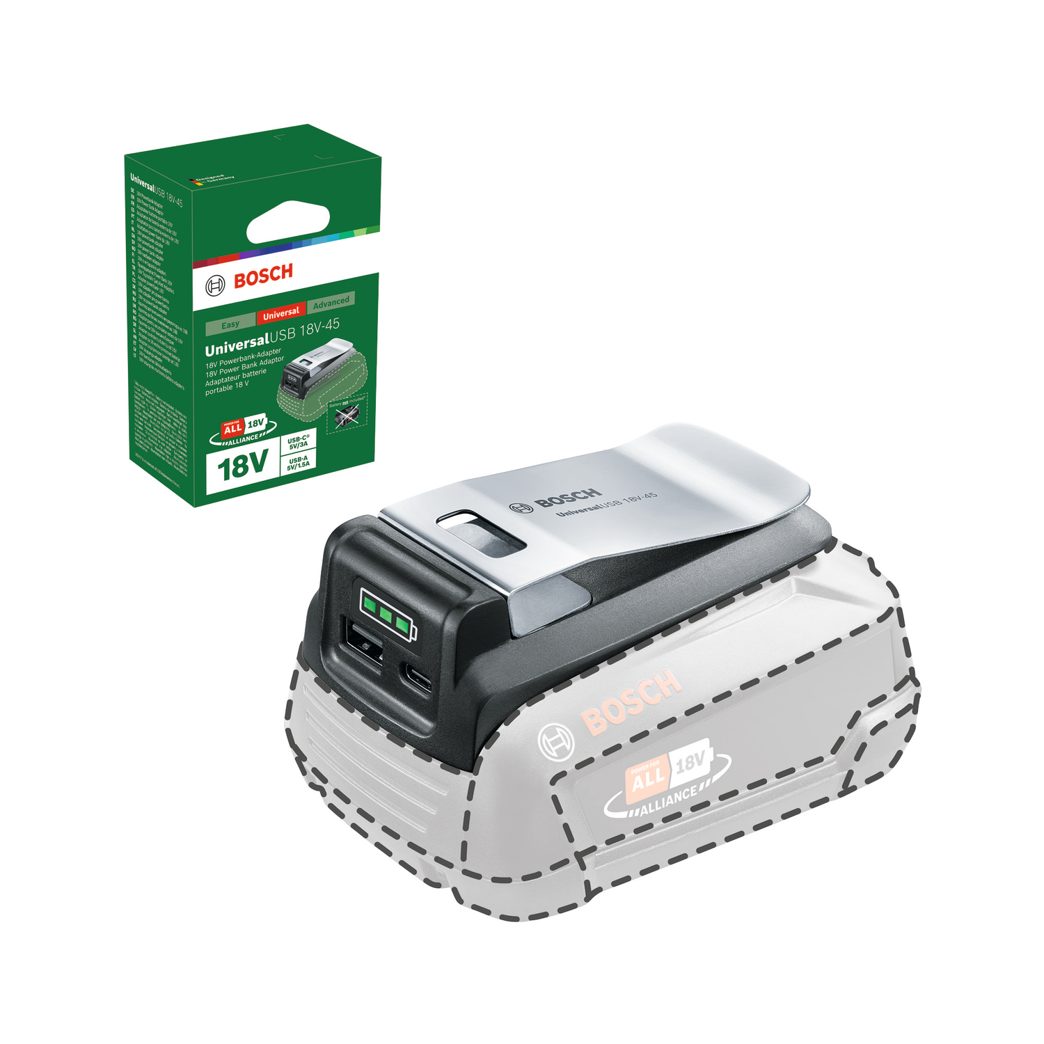 Systemtillbehör Bosch Green UniversalUSB 18V-45