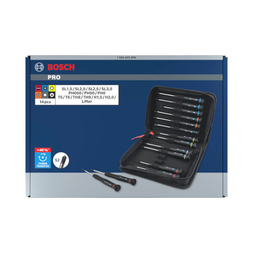 Bosch PRO precisionsskruvmejselsats PH/SL/TX/TH/H i 14 delar