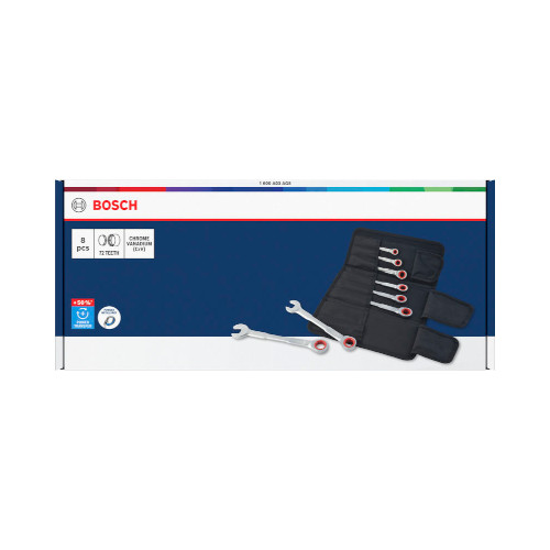 Bosch Kombinationsspärrnyckelsats, 8–19 mm, 8 st.