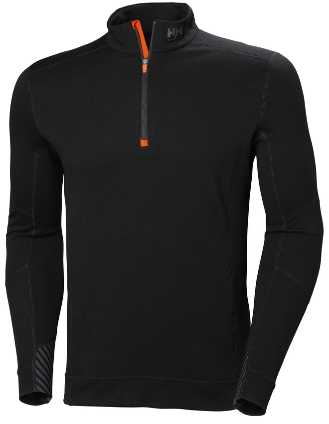Underställströja med halv dragkedja Helly Hansen LIFA Merino, svart