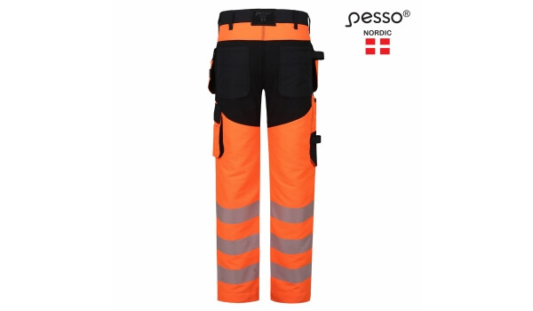 Byggbyxor Pesso Uranus, HIVIS klass 2, stretch, varselorange