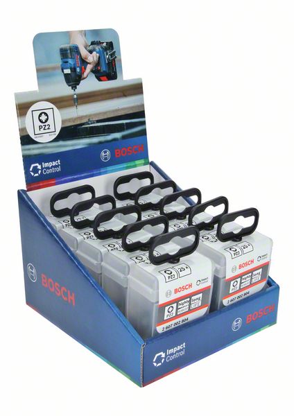 Bosch PRO Pozidriv impact-bits, PZ2, 25 mm, display, 10 x 25 st