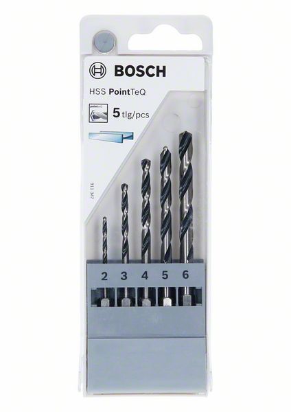 Bosch HSS PointTeQ sexkantsborrsats, 5 delar, 2–6 mm