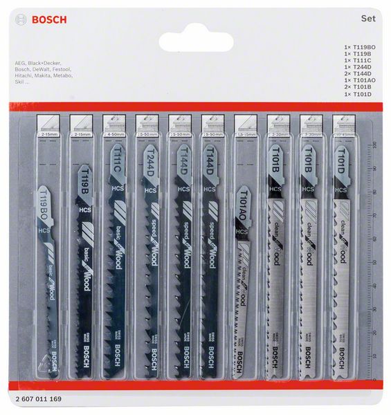 Bosch Expert Sticksågbladsats för trä, T-skaft, 10 delar