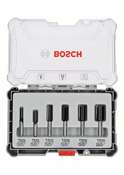 Bosch PRO Frässtål rak sats, skaft 8 mm, 6 st