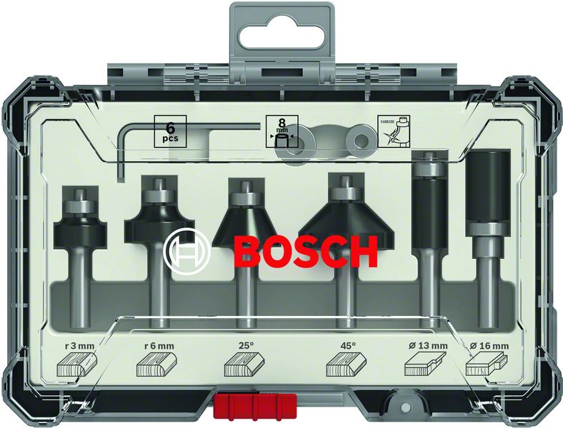 Bosch PRO Frässtålsats för avrundning och kantprofilering, Skaft 1/4″, 6 st