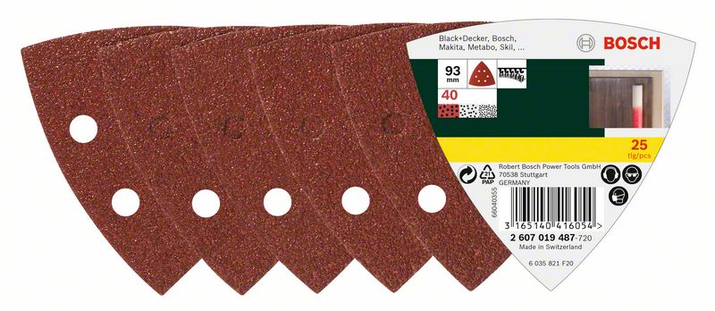 Deltaslippapper Bosch, 25 st, korn K40