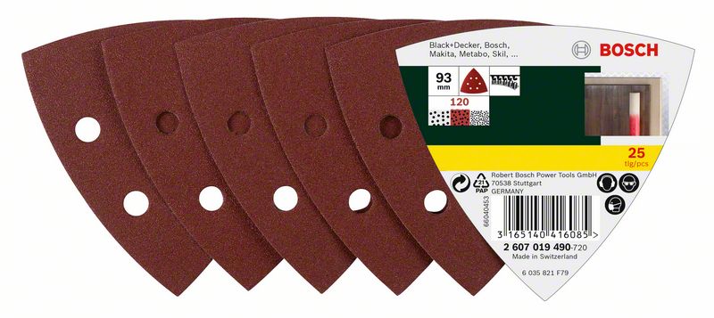 Deltaslippapper Bosch, 25 st, korn K 120