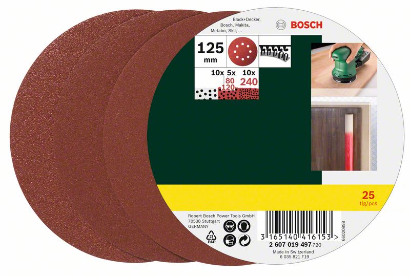 Slippapper Bosch ø125 mm, 25 st