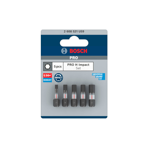 Bosch PRO H Impact-bits, H3, H4, H5 (2 st), H6, 25 mm, 5 st