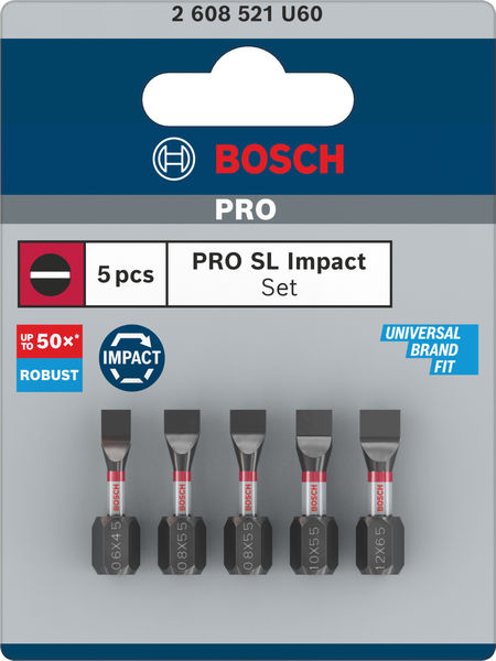 Bosch PRO SL Impact-bits, SL4,5, SL5.5 (2 st), SL5.5, SL6.5, 25 mm, 5 st