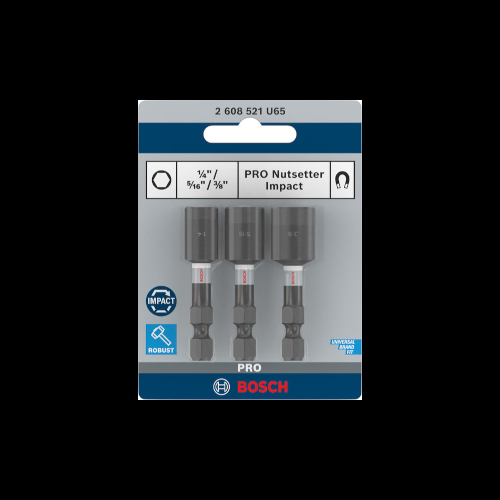 Bosch PRO Magnethylsa Impact, 1/4" x 50 mm, 5/16" x 50 mm, 3/8" x 50 mm, 3 st