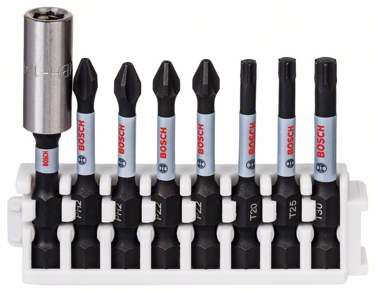 Bosch PRO Impact Set med standardbitshållare och Pick and Click-insats, PH2 (2x), PZ2 (2x), T20, T25, T30, BH, 8 st