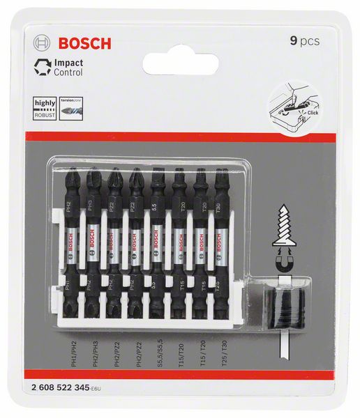 Bosch Impact Control skruvdragarbits, 9 delar