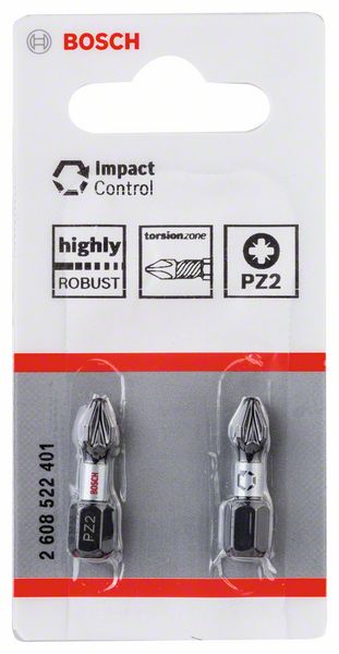 Bosch PRO Pozidriv Impact Bits, PZ2, 25 mm, 2 delar