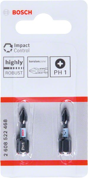 Bosch PRO Phillips impact-bits, PH1, 25 mm, 2 delar