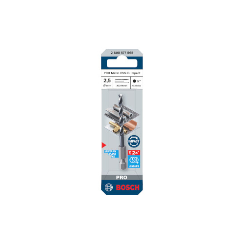 Bosch PRO Metal HSS-G Impact spiralborr, 2.5x30x69 mm