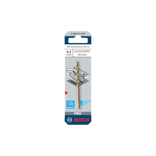 Bosch PRO Stainless Steel HSS-Co spiralborr, 4,2x43x75 mm