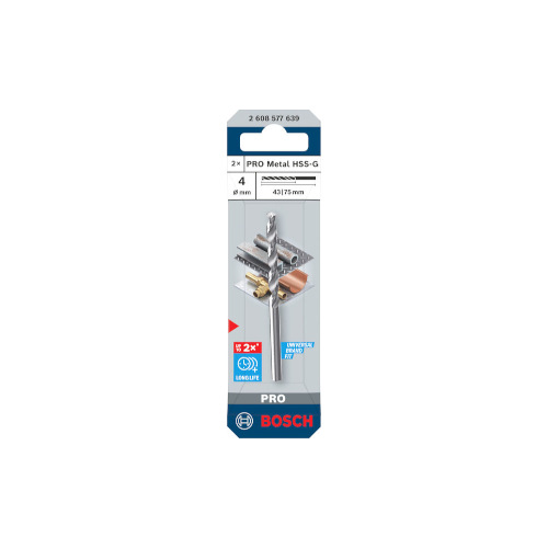 Bosch PRO Metal HSS-G spiralborr, 4x43x75 mm