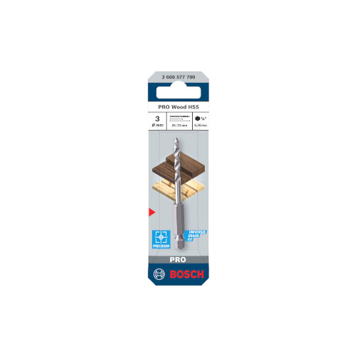Bosch PRO Wood HSS-träspiralborrr, 3 x 25 x 73 mm