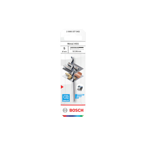 Bosch Metal HSS spiralborr, 5 x 52 x 86 mm, CYL-skaft