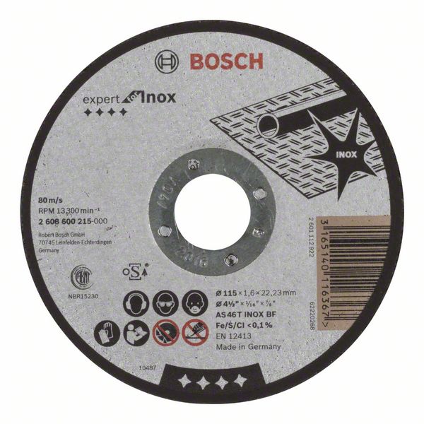 Bosch PRO Stainless Steel and Metal kapskiva, 115 x 1,6 x 22,23 mm, rak