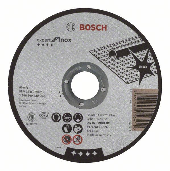 Bosch PRO Stainless Steel and Metal kapskiva, 125 x 1,6 x 22,23 mm, rak, oSa