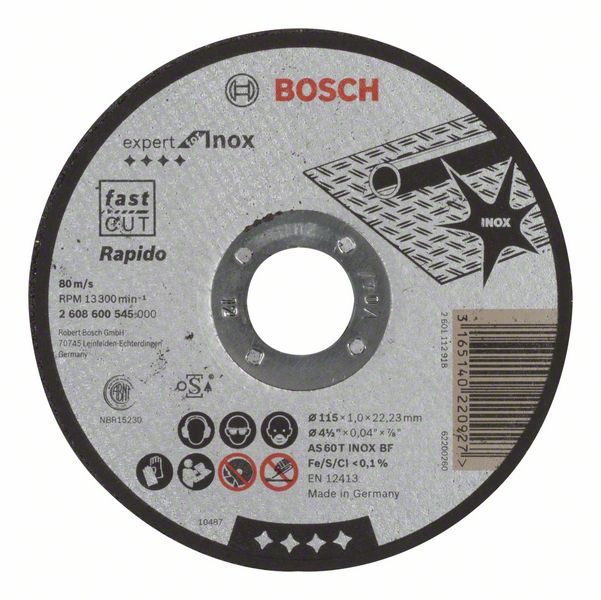 Bosch PRO Stainless Steel and Metal kapskiva, 115 x 1 x 22,23 mm, rak