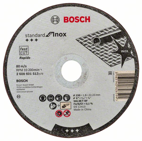 Bosch PRO Stainless Steel and Metal kapskiva, 150 x 1,6 x 22,23 mm, rak
