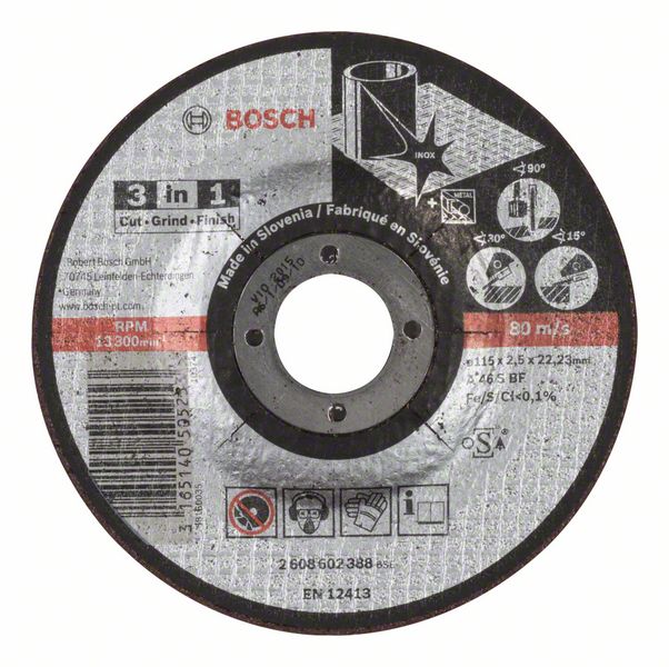 Bosch PRO Stainless Steel and Metal 3-in-1 skiva, 115 x 2,5 x 22,23 mm