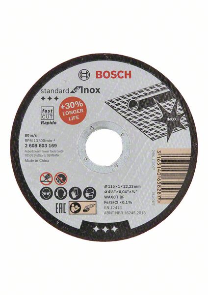 Bosch PRO Stainless Steel and Metal kapskiva, 115 x 1 x 22,23 mm, rak