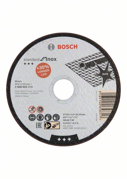 Bosch PRO Stainless Steel and Metal kapskiva, 125 x 1,6 x 22,23 mm, rak