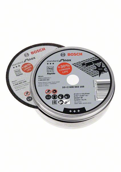 Bosch PRO Stainless Steel and Metal kapskiva, 115 x 1 x 22,23 mm, rak, 10 st