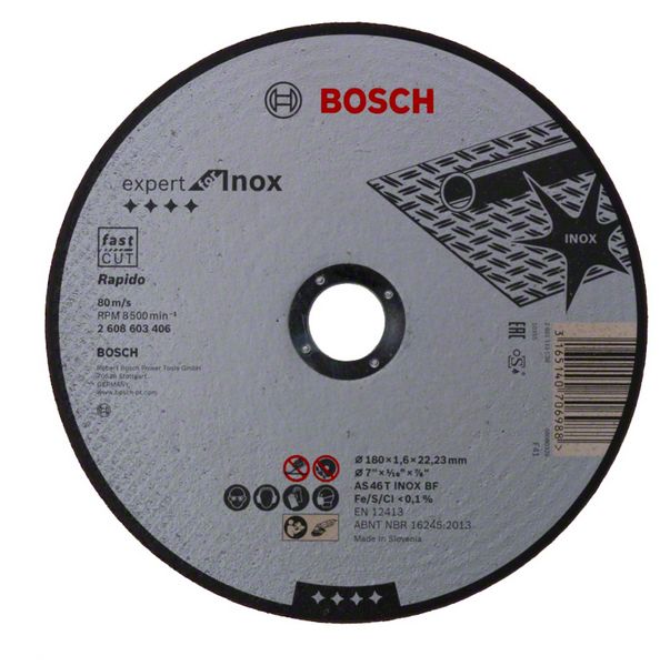 Bosch PRO Stainless Steel and Metal kapskiva, 180 x 1,6 x 22,23 mm, rak, oSa