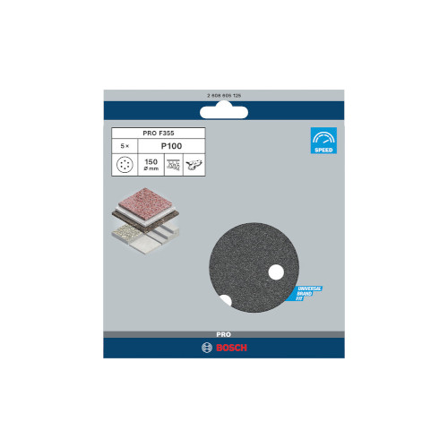 Bosch PRO F355-sliprondell, 150 mm, G100, 5 st