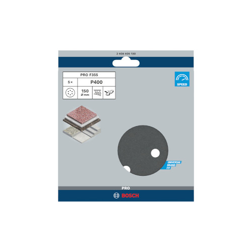 Bosch PRO F355-sliprondell, 150 mm, G400, 5 st