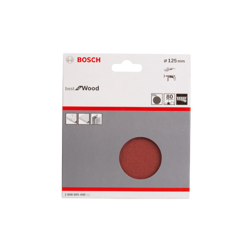 Slippapper för trä Bosch vinkelslip ø125 mm, 10 st, korn K 80