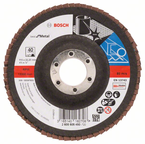 Bosch PRO X571 lamellslipskiva, vinklad, 115 mm, G40