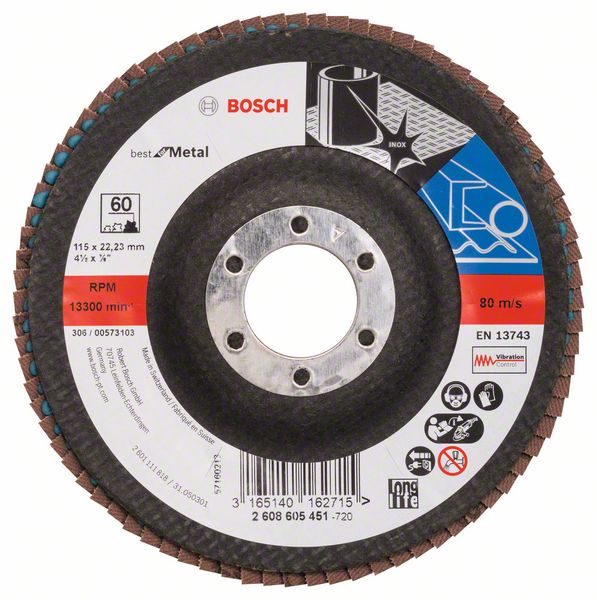 Bosch PRO X571 lamellslipskiva, vinklad, 115 mm, G60