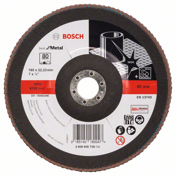 Bosch PRO X571 lamellslipskiva, rak, 180 mm, G80