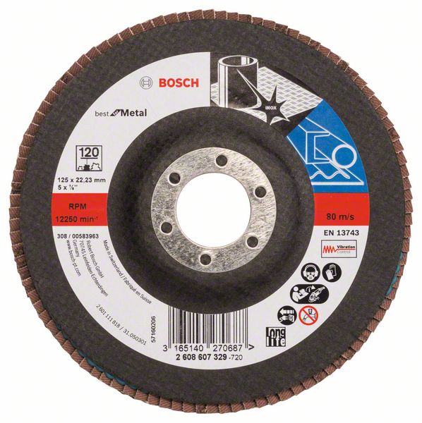 Bosch PRO X571 lamellslipskiva, rak, 125 mm, G120